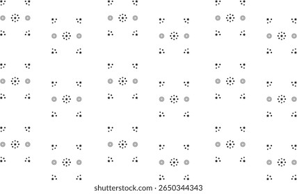 Repeating seamless vector pattern with clean minimalist geometry, oriental floral ornaments, and scattered diamond-shaped line motifs in a balanced layout