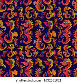 repeating seamless vector pattern with sea animals