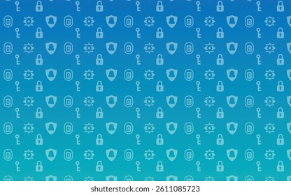 Repeating Security Icons on Blue Gradient Background