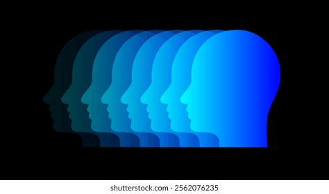 Repeating the silhouette of the head. Сolor illustration.