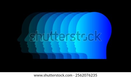 Repeating the silhouette of the head. Сolor illustration.