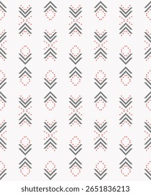 Repeating small diamond tribal motif in faded red and gray on pale background.