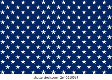  Repeating star pattern in white on deep blue background, great for patriotic themes, decorations, or party backdrops.