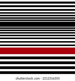 Repeating Striped Pattern in Black and Red on White Background. Vector Illustration