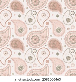 Repeating style by floral indian. Intricacy hand-drawn at paisley summer. Vector wear, growth abstract. Foliage horizontal springtime page.