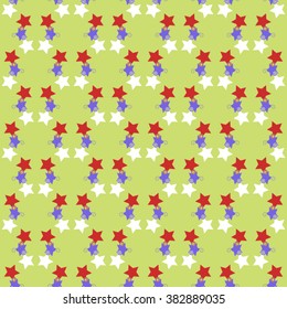 Repeating swirling star pattern. Vector vintage seamless pattern with colorful stars. Can be used for, wallpaper, pattern fills, web page background, surface textures.