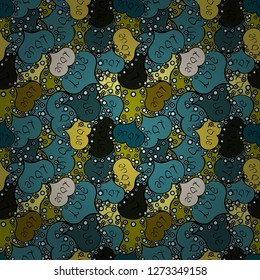 Repeating texture. Cute green, black and blue colors elements. Seamless hearts pattern. Vector illustration. Valentine':s Day card seamless background pattern heart.