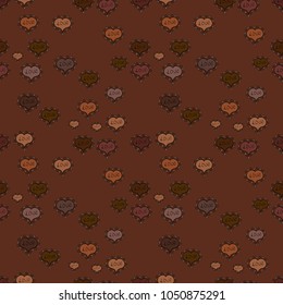 Repeating texture. Valentine':s Day card seamless background pattern heart. Seamless hearts pattern. Cute brown, black and gray colors elements. Vector illustration.