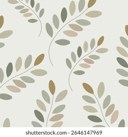 Repeating Tileable Leaves Line Drawing Pattern Background Abstract