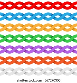 Repeating Tileable Twisted Ribbon Colored Vector Border Elements
