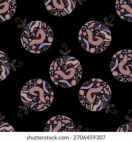 A repeating vector design of decorative Christmas ornaments. It reflects joy and modern festive elegance.