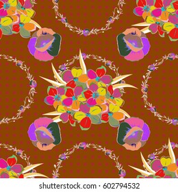 Repeating vector Flower Pattern. Modern Motley Floral seamless pattern in brown and green colors. Floral Print.