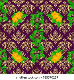 Repeating vector Flower Pattern. Modern Motley Floral seamless pattern in purple and green colors. Floral Print.