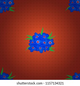 Repeating vector forget-me-not flowers pattern. Modern motley floral seamless pattern in blue, pink and orange colors. Floral print.