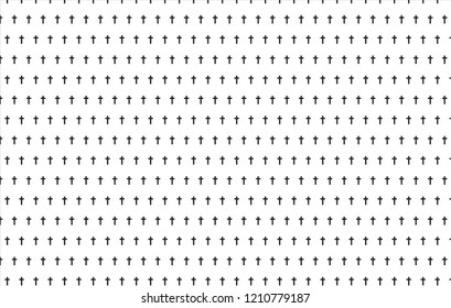 Repeating vector pattern of black holy cross alternating on white background