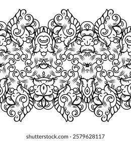 repeating vector pattern designs, black and white backgrounds, batik patterns, tribal, carved and geometric, oriental ethnic patterns, traditional designs and illustrations. 4
