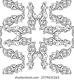 repeating vector pattern designs, black and white backgrounds, batik patterns, tribal, carved and geometric, oriental ethnic patterns, traditional designs and illustrations. 19