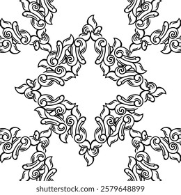 repeating vector pattern designs, black and white backgrounds, batik patterns, tribal, carved and geometric, oriental ethnic patterns, traditional designs and illustrations. 96