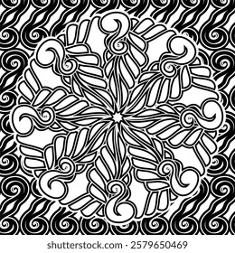 repeating vector pattern designs, black and white backgrounds, batik patterns, tribal, carved and geometric, oriental ethnic patterns, traditional designs and illustrations. 108