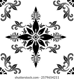 repeating vector pattern designs, black and white backgrounds, batik patterns, tribal, carved and geometric, oriental ethnic patterns, traditional designs and illustrations. 145