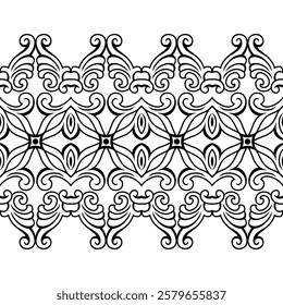 repeating vector pattern designs, black and white backgrounds, batik patterns, tribal, carved and geometric, oriental ethnic patterns, traditional designs and illustrations. 162