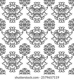 repeating vector pattern designs, black and white backgrounds, batik patterns, tribal, carved and geometric, oriental ethnic patterns, traditional designs and illustrations. 175