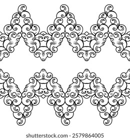 repeating vector pattern designs, black and white backgrounds, batik patterns, tribal, carved and geometric, oriental ethnic patterns, traditional designs and illustrations.288