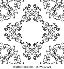 repeating vector pattern designs, black and white backgrounds, batik patterns, tribal, carved and geometric, oriental ethnic patterns, traditional designs and illustrations.328