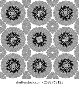 repeating vector pattern designs, black and white backgrounds, batik patterns, tribal, carved and geometric, oriental ethnic patterns, traditional designs and illustrations..0120