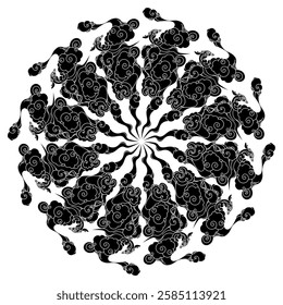 repeating vector pattern designs, black and white backgrounds, batik patterns, tribal, carved and geometric, oriental ethnic patterns, traditional designs and illustrations . 377