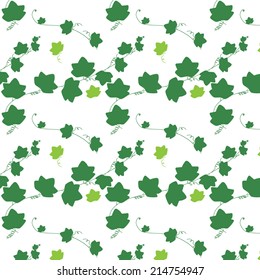 Repeating vector pattern of ivy gourd leaves in soft green tones, perfect for botanical designs, herbal themes, and natural textile backgrounds.