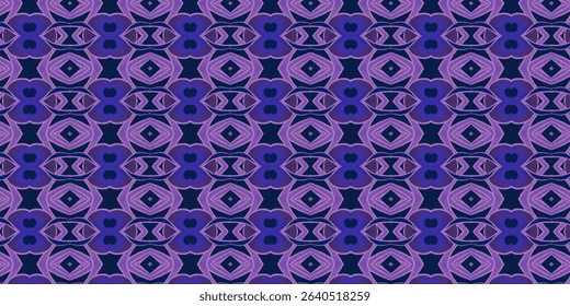 Repeating Violet and Navy Blue Ornamental Pattern for Fabric and Print