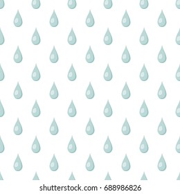 Repeating Water Drop Symbol Seamless Pattern Wallpaper - Blue Grey Elements on White Background - Vector Flat Graphic Design