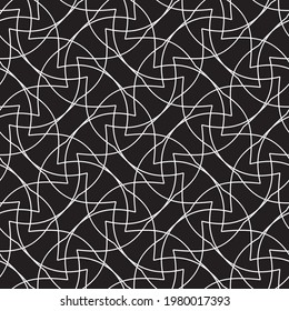 repeating white lines. sophisticated symmetry. minimalistic textile design. simple curves on black