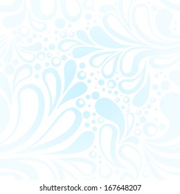 Repeating winter frost seamless pattern with cold blue swirls and curves