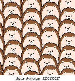 Repeat.Seamless Musters of cute hedgehog background.Wild Animal Character design.Image for card,poster,sticker.Kawaii.Vector.Illustration.