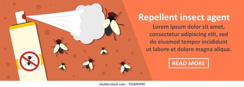 Repellent insect agent banner horizontal concept. Flat illustration of repelant or repellent insect agent banner horizontal vector concept for web