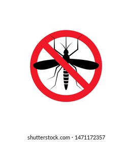 Repellent mosquito stop sign icon. Malaria pest insect anti mosquito warning symbol.