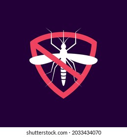 Repellent mosquito stop sign icon. Malaria pest insect anti mosquito warning symbol