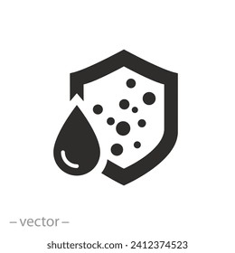 repellent surface icon, proof for water with dust, moisture resistant property, flat symbol - vector illustration