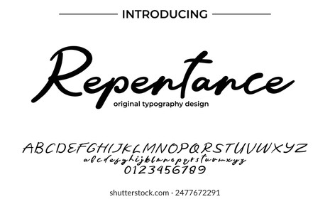 Repentance Font Stylish brush painted an uppercase vector letters, alphabet, typeface