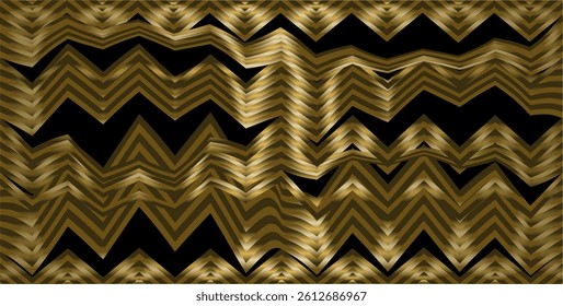 The repetition of abstract geometric planes, zigzag lines and the play of golden brown gradients creates a dynamic effect that gives an elegant and expensive impression.