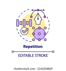 Repetition concept icon. Composition style. Graphic design principles abstract idea thin line illustration. Isolated outline drawing. Editable stroke. Arial, Myriad Pro-Bold fonts used