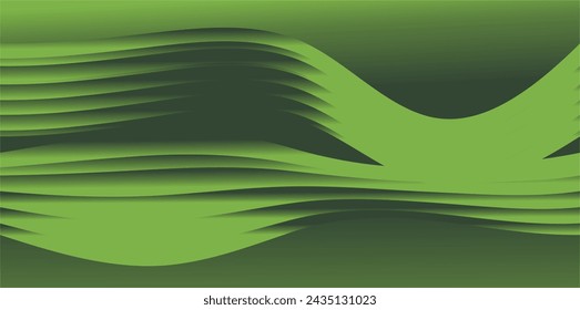 Die Wiederholung von gekrümmten Linien und Ebenen mit einem Farbverlauf grün gibt einen dynamischen und frischen Eindruck als grafische Design-Inspiration
