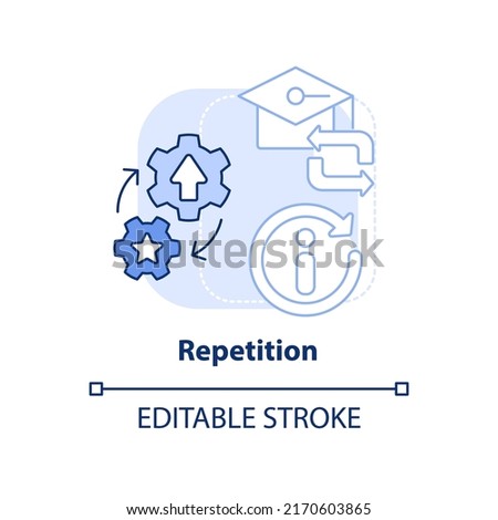 Repetition light blue concept icon. Rote learning and training. Principle of learning abstract idea thin line illustration. Isolated outline drawing. Editable stroke. Arial, Myriad Pro-Bold fonts used