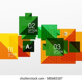 Repetition of overlapping color squares, geometric modern background