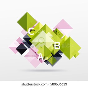 Repetition of overlapping color squares, geometric modern background