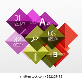 Repetition of overlapping color squares, geometric modern background