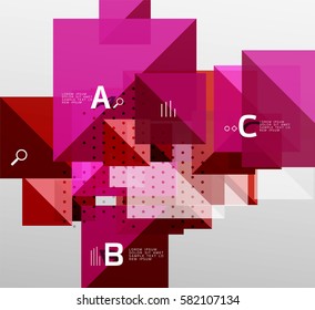 Repetition of overlapping color squares, geometric modern background