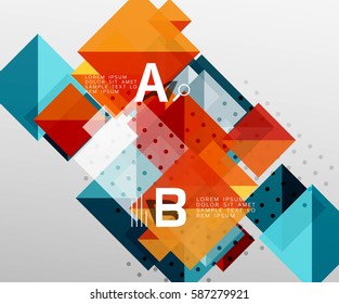 Repetition of overlapping color squares, geometric modern background